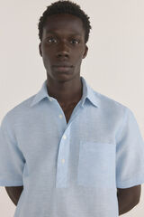 Pedro del Hierro Short sleeve linen fabric T-shirt Blue