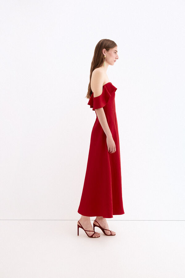 Pedro del Hierro Vestido midi tejido estructura Rojo