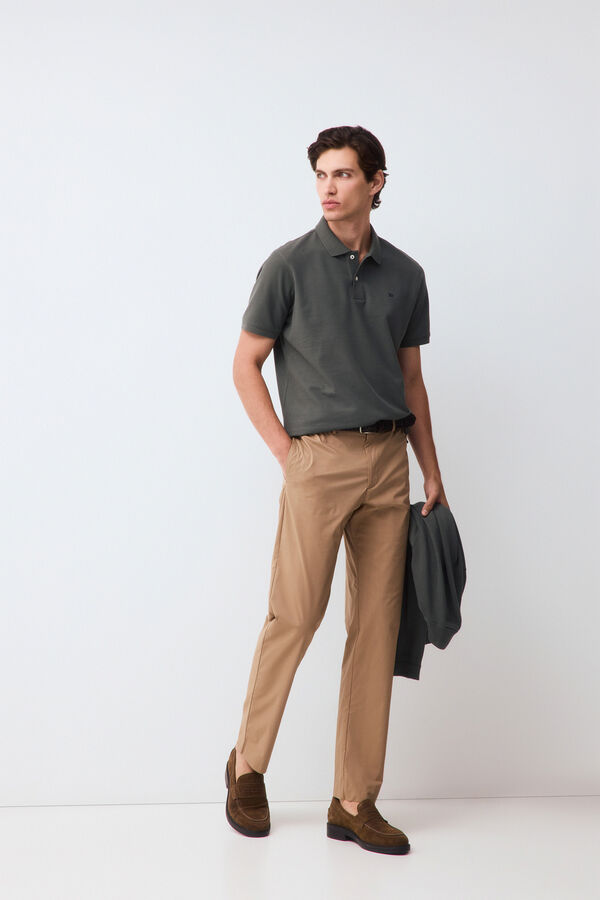 Pedro del Hierro Piqu&eacute; basic polo shirt Green