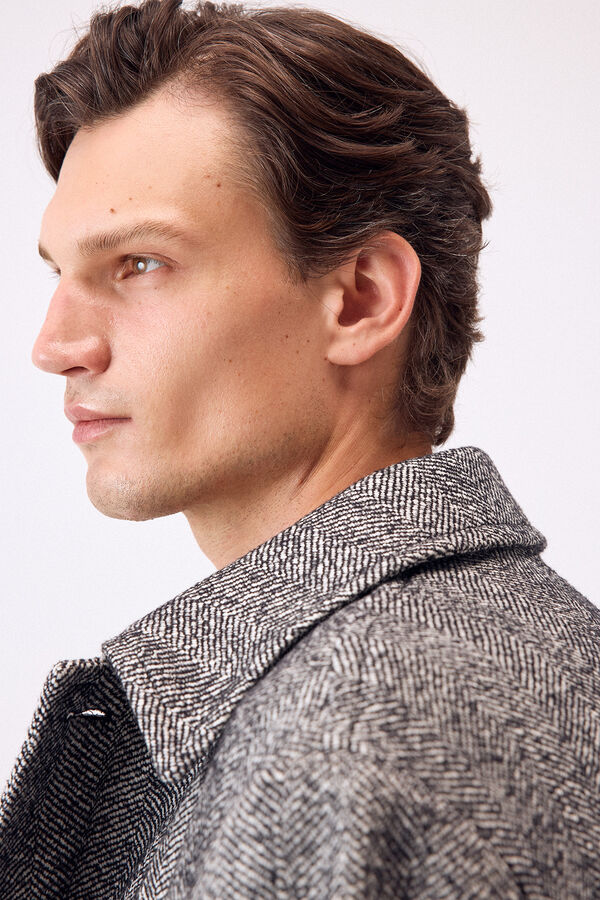 Pedro del Hierro Herringbone shirt collar herringbone coat Grey