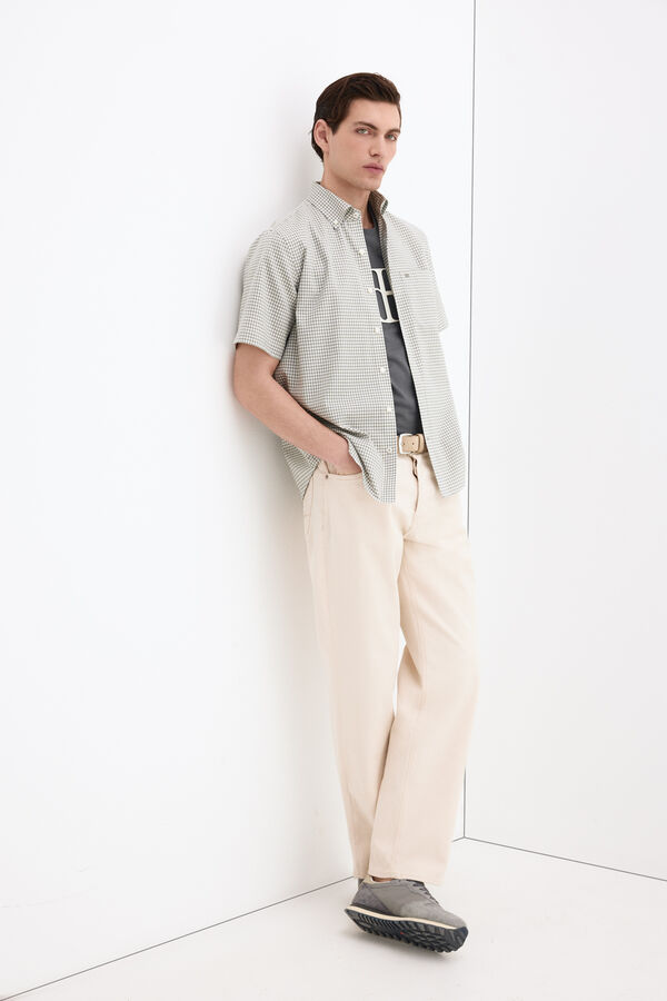 Pedro del Hierro Camisa n&atilde;o engomar manga curta aos quadrados Verde