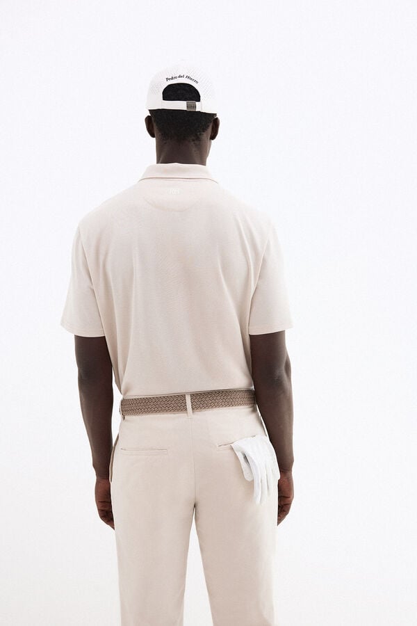 Pedro del Hierro Striped golf polo shirt Beige