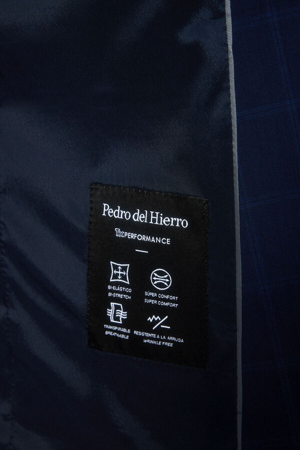 Pedro del Hierro Bi-stretch slim fit checked jacket Blue