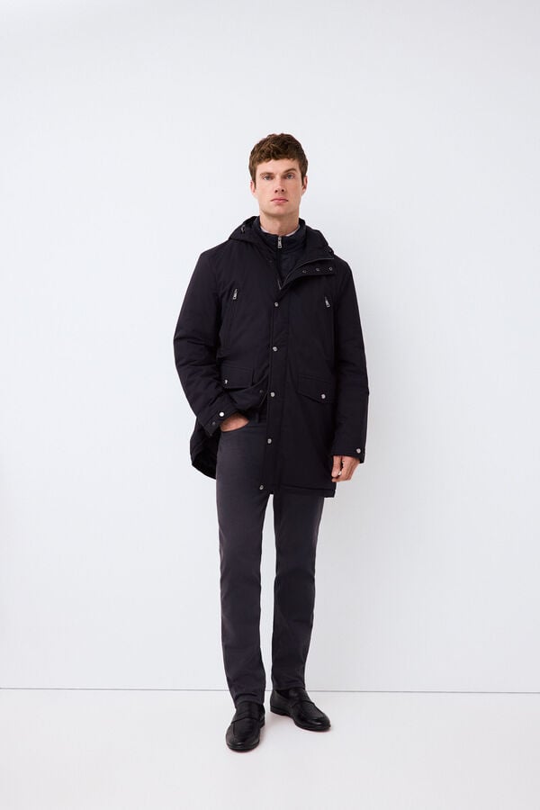 Pedro del Hierro Long four-pocket parka Blue