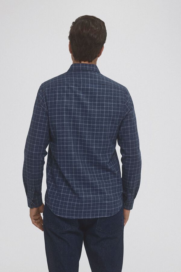 Pedro del Hierro Camisa twill cuadros cashmere touch Azul