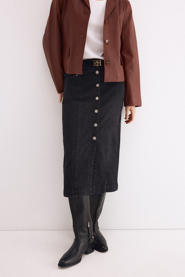 Pedro del Hierro Grey denim button-front skirt Grey