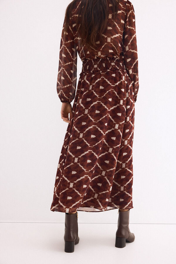 Pedro del Hierro Saia comprida com pregas estampada Marrom