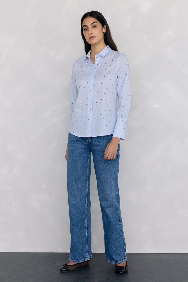 Pedro del Hierro Easy iron striped basic shirt Blue