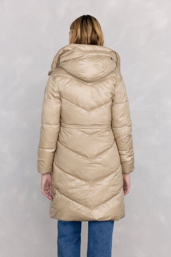 Pedro del Hierro Long hooded parka Ecru