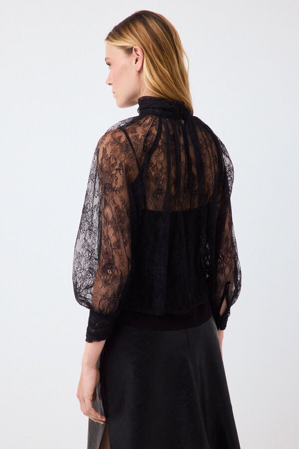 Pedro del Hierro Lace romantic blouse Black