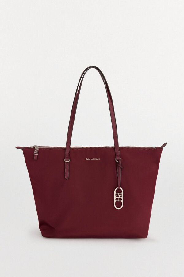 Pedro del Hierro Nylon shopper bag with zip fastening Burgundy