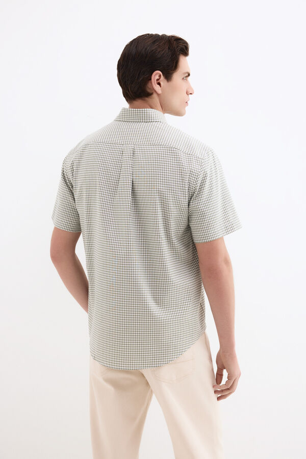 Pedro del Hierro Camisa n&atilde;o engomar manga curta aos quadrados Verde