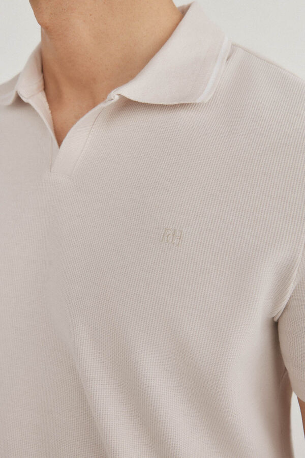 Pedro del Hierro Textured polo shirt Beige