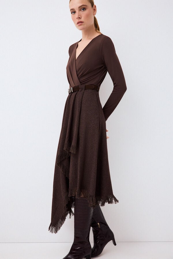 Pedro del Hierro Long sleeve combination dress Brown
