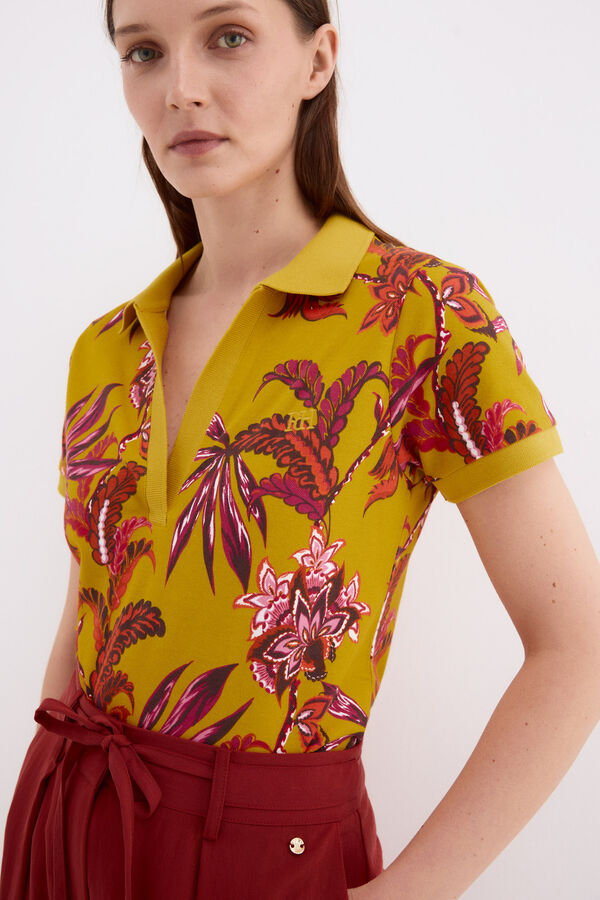 Pedro del Hierro Printed short sleeve polo shirt Yellow