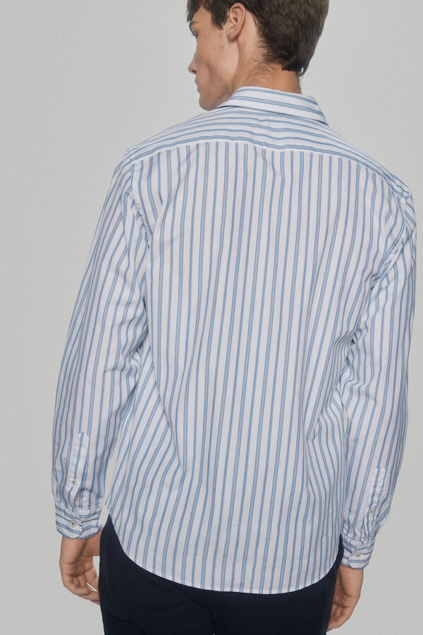 Pedro del Hierro Italian fabric striped shirt Blue