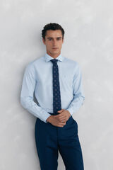 Pedro del Hierro Plain non iron + stain resistant slim fit dress shirt Blue
