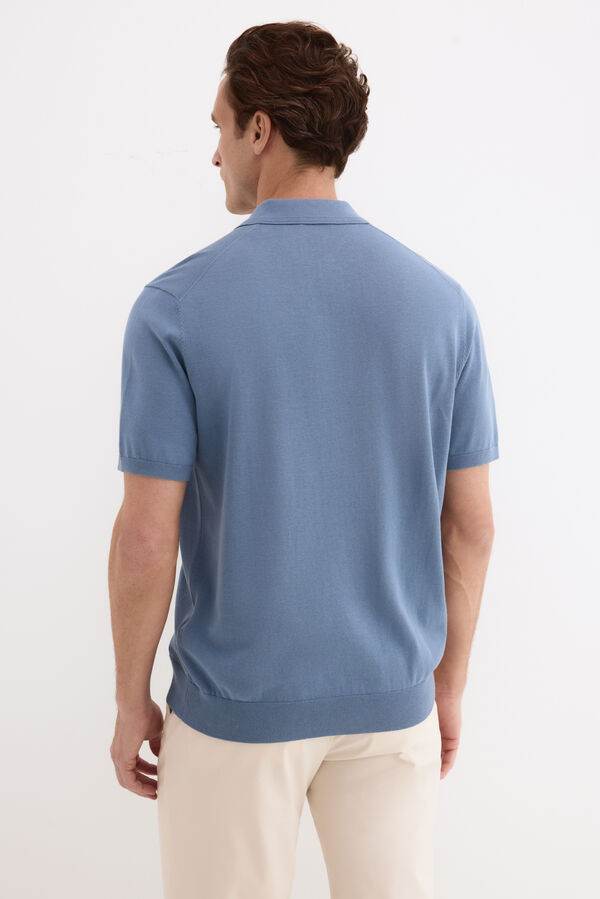 Pedro del Hierro Cotton premium knit polo shirt Blue