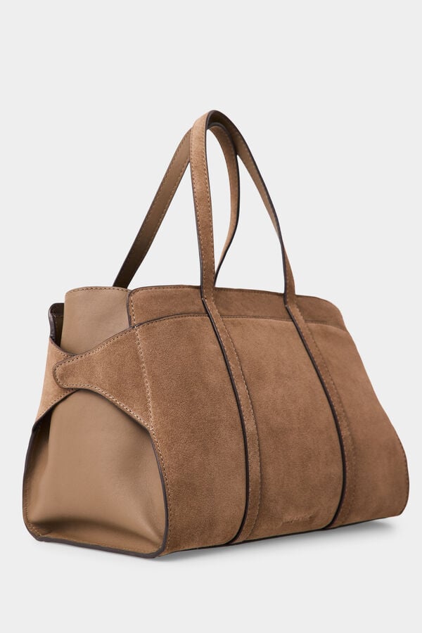 Pedro del Hierro Mala tote bag em camur&ccedil;a com al&ccedil;a dupla Marrom