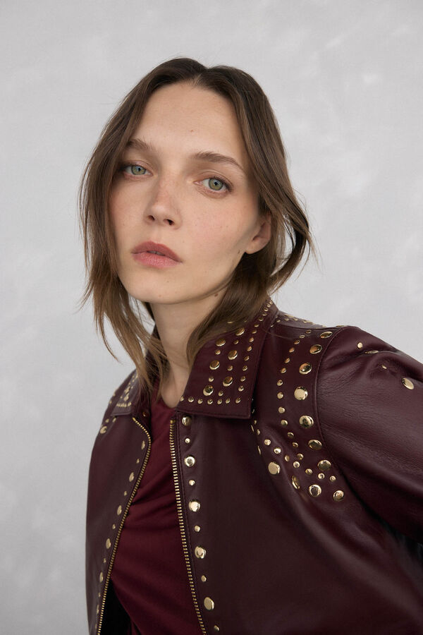 Pedro del Hierro Studded napa jacket Coral