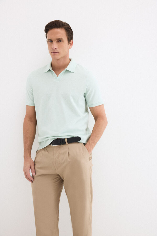 Pedro del Hierro Textured polo shirt Green