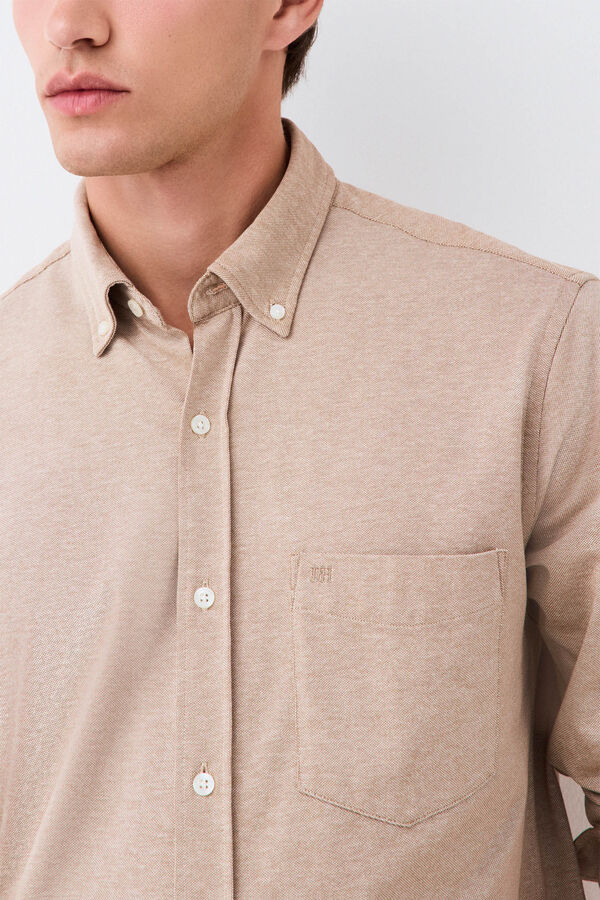 Pedro del Hierro Plain jersey-knit shirt Beige