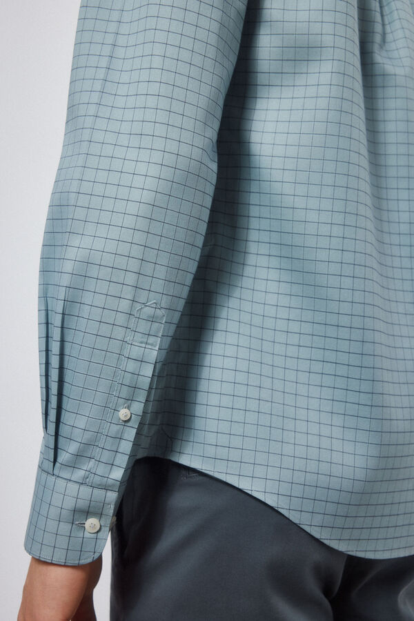Pedro del Hierro camisa non iron + antimanchas quadrados Verde