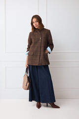 TFP by Tamara Falc&oacute; Plaid funnel neck jacket Brown