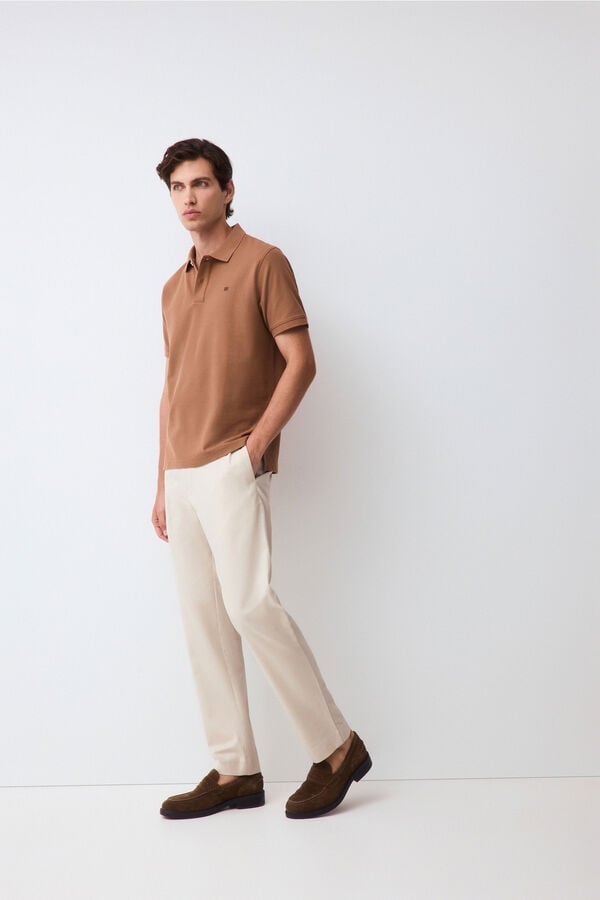 Pedro del Hierro Piqu&eacute; basic polo shirt Brown