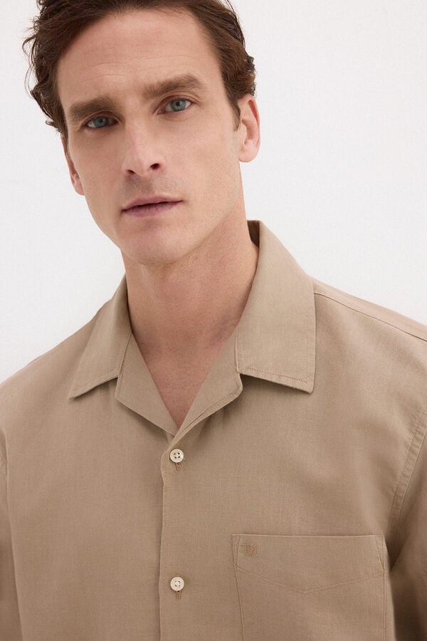 Pedro del Hierro Linen cotton long sleeve shirt Beige