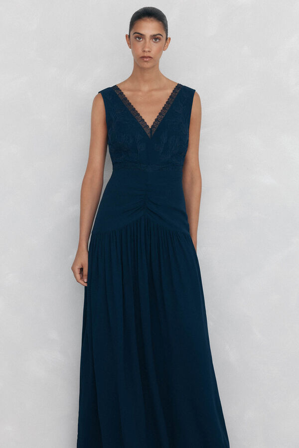 Pedro del Hierro Long fluid lace dress Blue