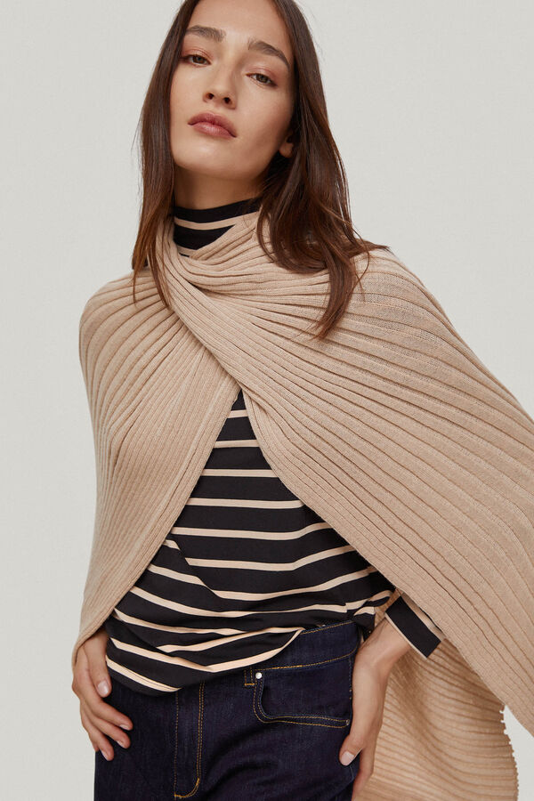 Pedro del Hierro Rib knit poncho Brown