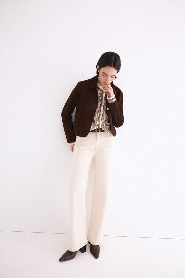 Pedro del Hierro Basic wide leg jeans Beige