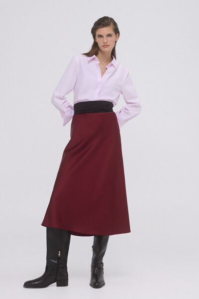 Pedro del Hierro Satin flared midi skirt Purple