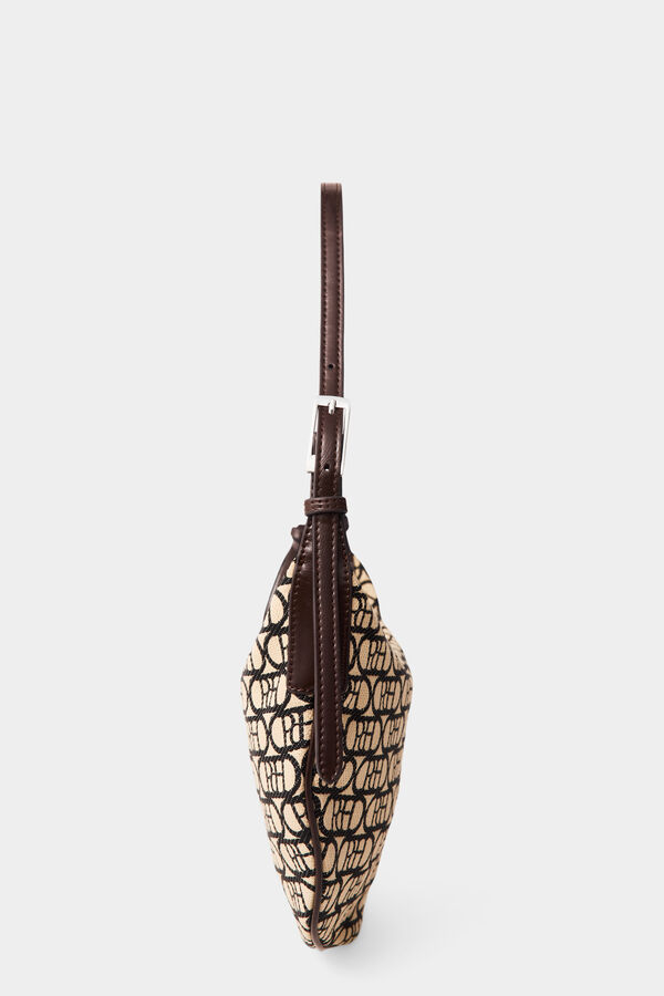 Pedro del Hierro Logo half-moon handbag Beige