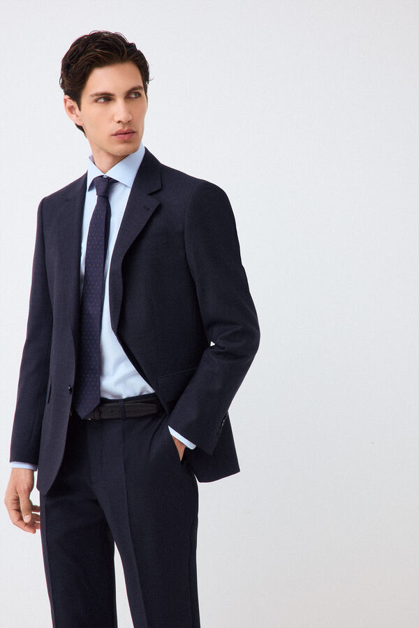 Pedro del Hierro Non-iron + anti-stain structure dress shirt Blue