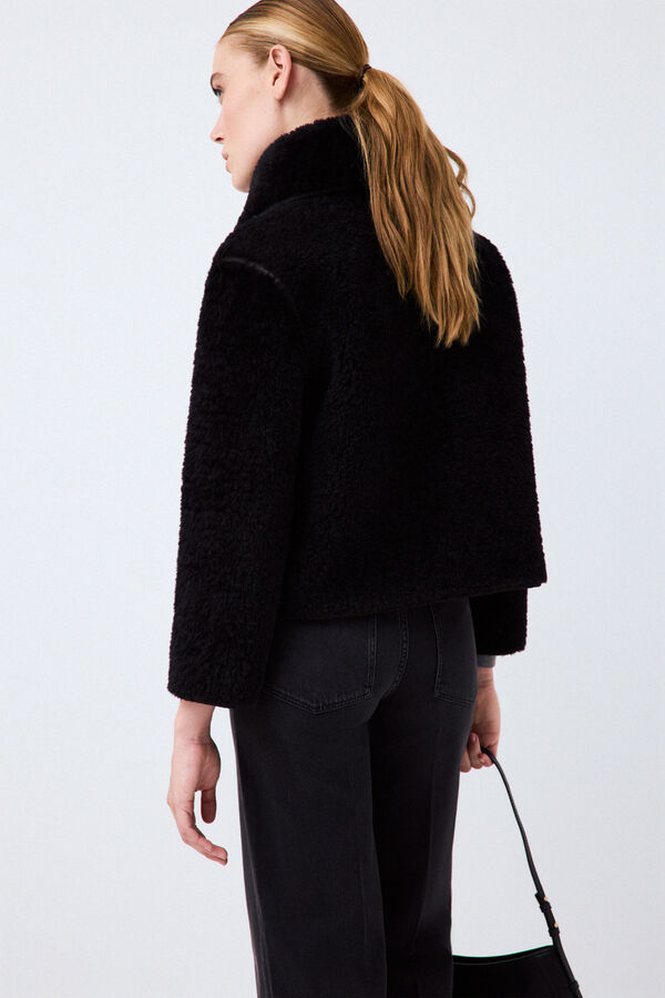 Pedro del Hierro Short faux fur coat Black