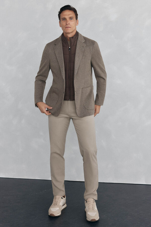 Pedro del Hierro herringbone jersey-knit with removable lining Brown