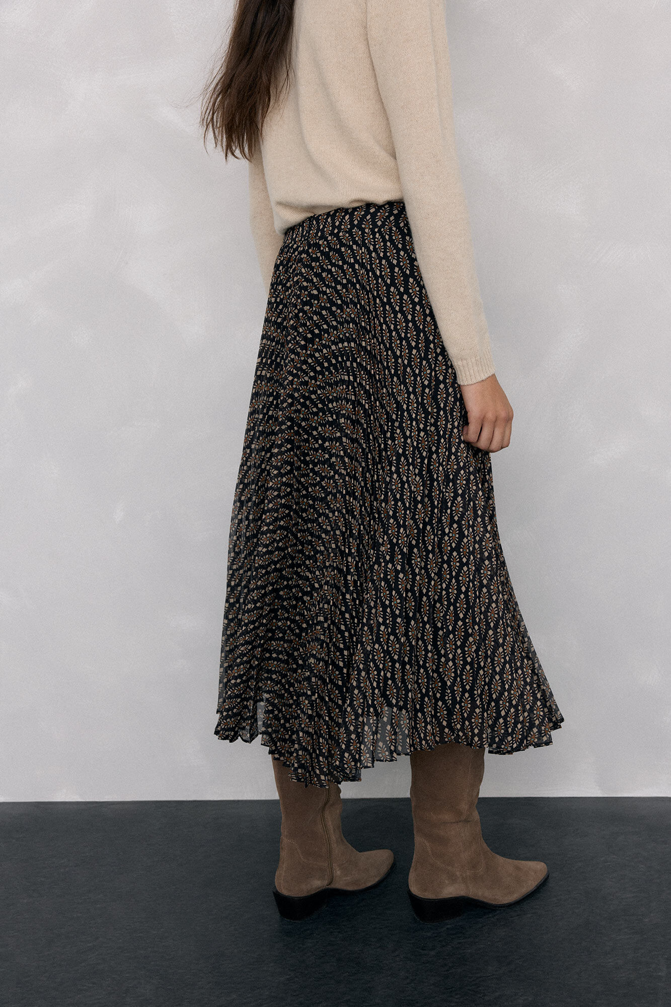 Pedro del Hierro Printed pleated midi skirt