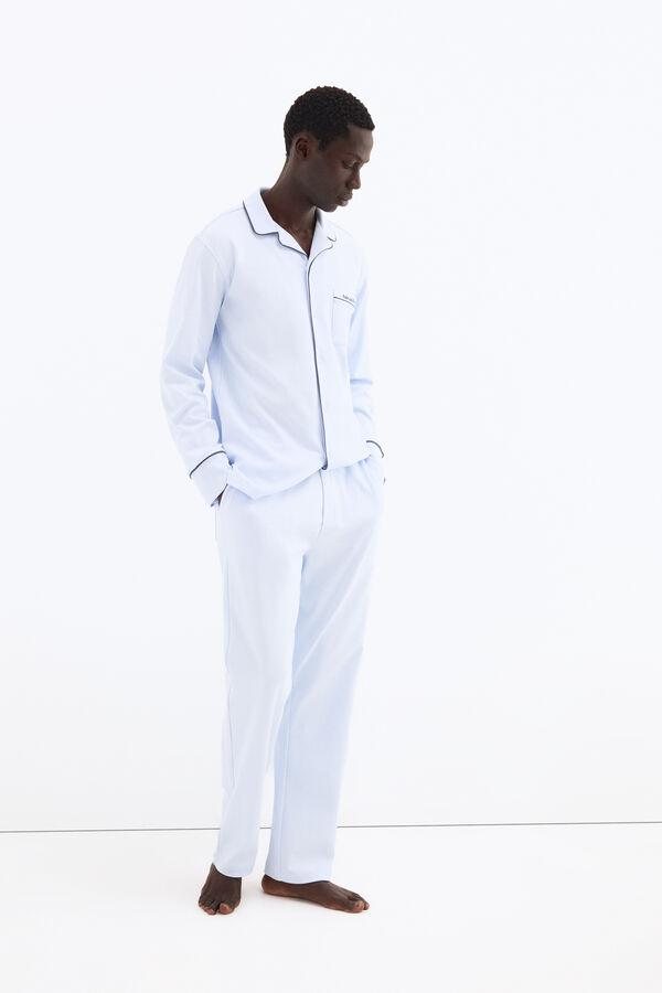 Pedro del Hierro Spanish cotton long pyjamas Blue