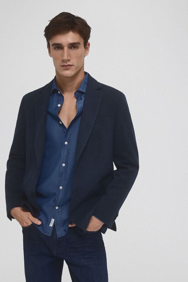 Pedro del Hierro Americana de punto con desmontable Azul