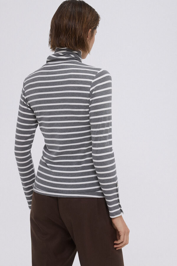 Pedro del Hierro Striped neck t-shirt Grey