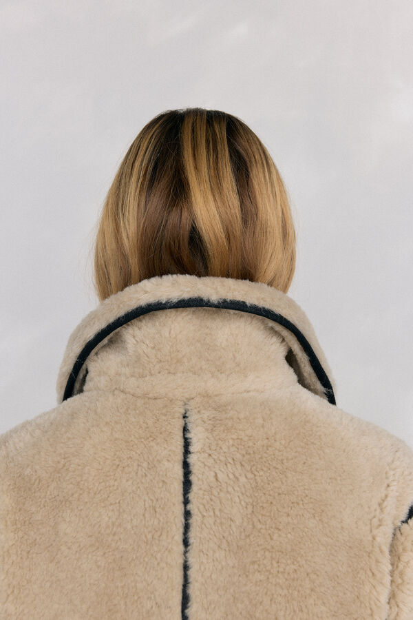 Pedro del Hierro Reversible fur-effect coat Ecru