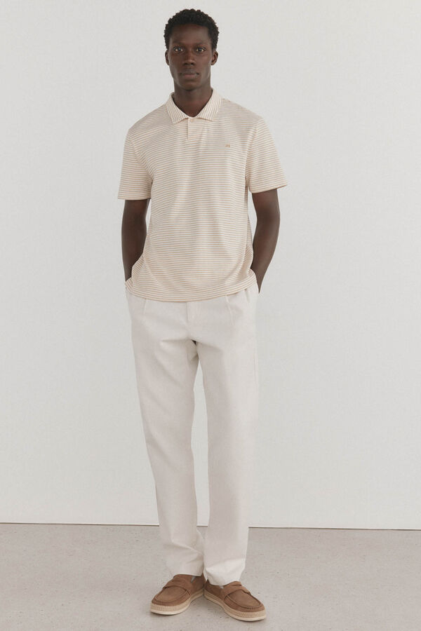 Pedro del Hierro Cotton- linen chinos trousers Ecru