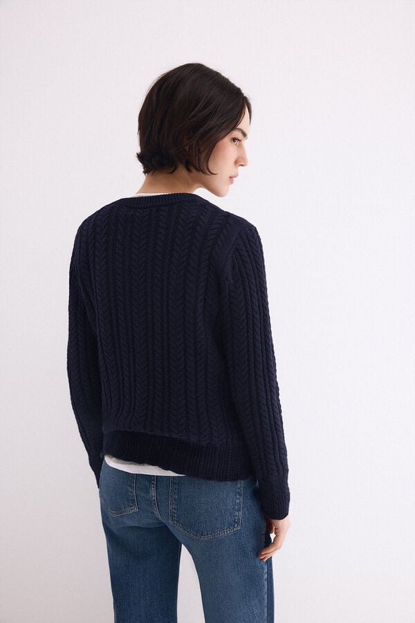 Pedro del Hierro Cross-knit cropped jumper Blue