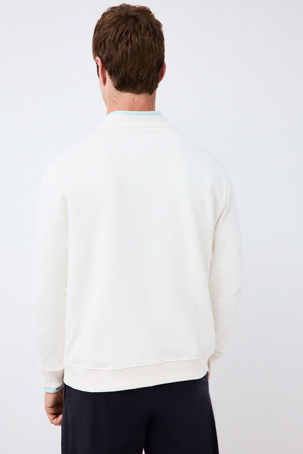 Pedro del Hierro Sweatshirt com logo gola caixa Ecru