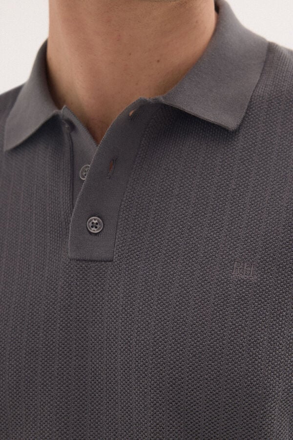 Pedro del Hierro Premium striped short sleeve polo shirt Grey