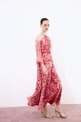 Pedro del Hierro Silk fluid printed dress Red