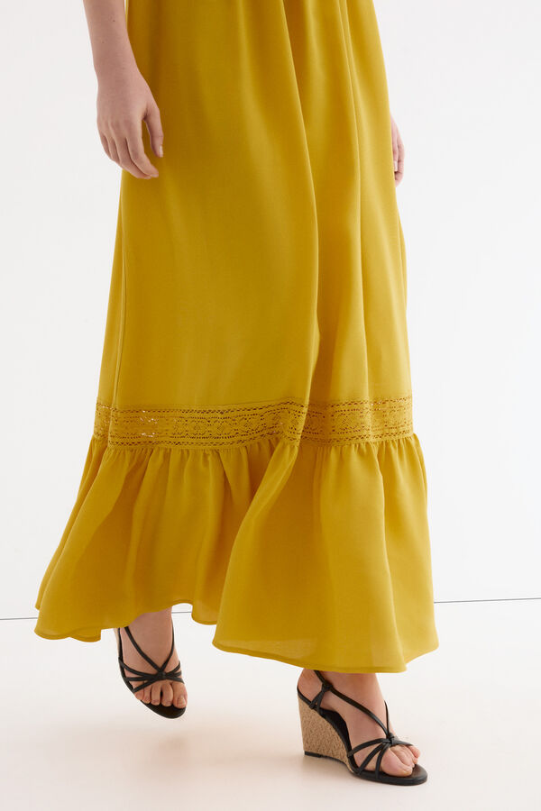 Pedro del Hierro Embroidered romantic dress Yellow