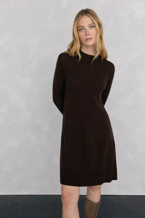 Pedro del Hierro jersey-knit dress with central seam in wool Brown